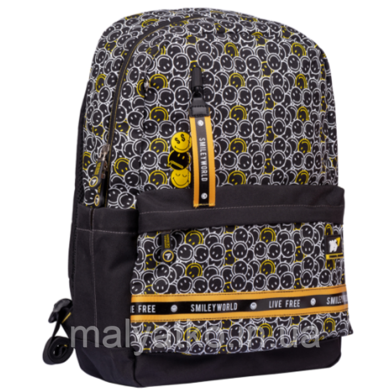 *РЮКЗАК ШКІЛЬНИЙ "YES" 554561 TS-56 "SMILEY WORLD.BLACK&YELLOW", ЧОРНИЙ