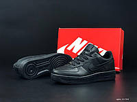 Мужские стильные базовые демисезонные кроссовки черные Nike Air Force , прошитые