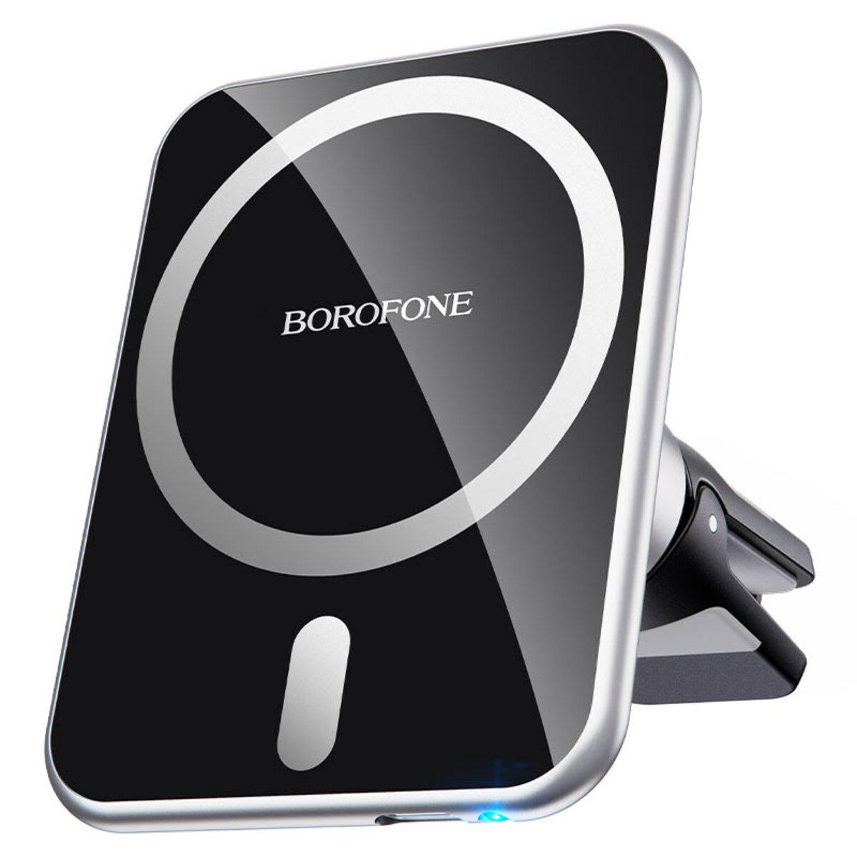 Тримач для мобільного BOROFONE BH43 Xperience magnetic wireless charging car holder Black+Silver