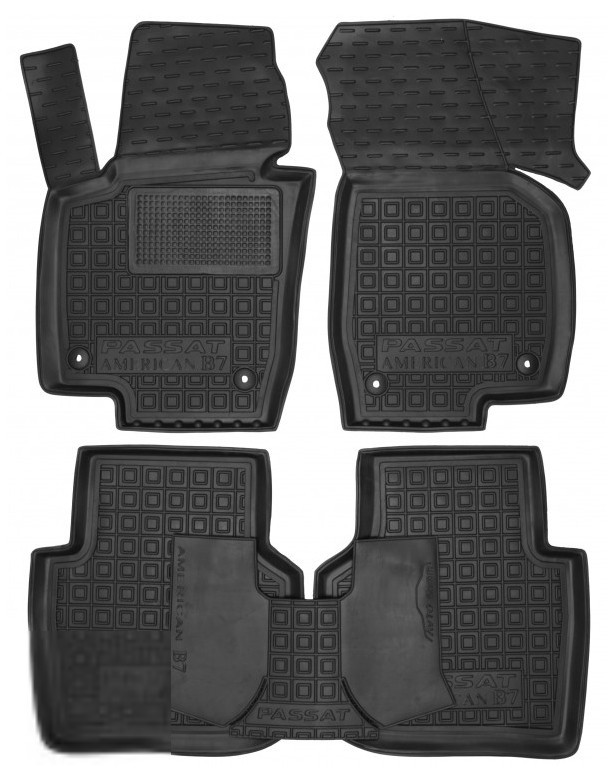 Автомобільні килимки поліки в салон на Volkswagen Passat B8 USA 18- чорні Avto-Gumm Фольксваген Пасат Б8, фото 1