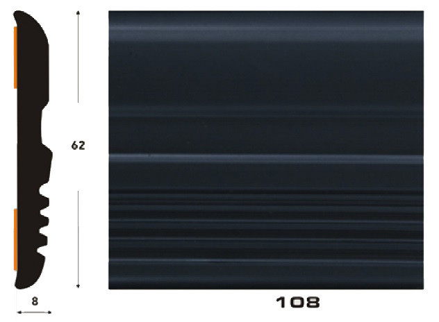 Декоративний молдинг на авто 108 чорний + канавки серед 8х62 мм