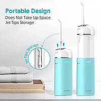 Портативний іригатор для порожнини рота Portable Oral Irrigator з 4 насадками Блакитний