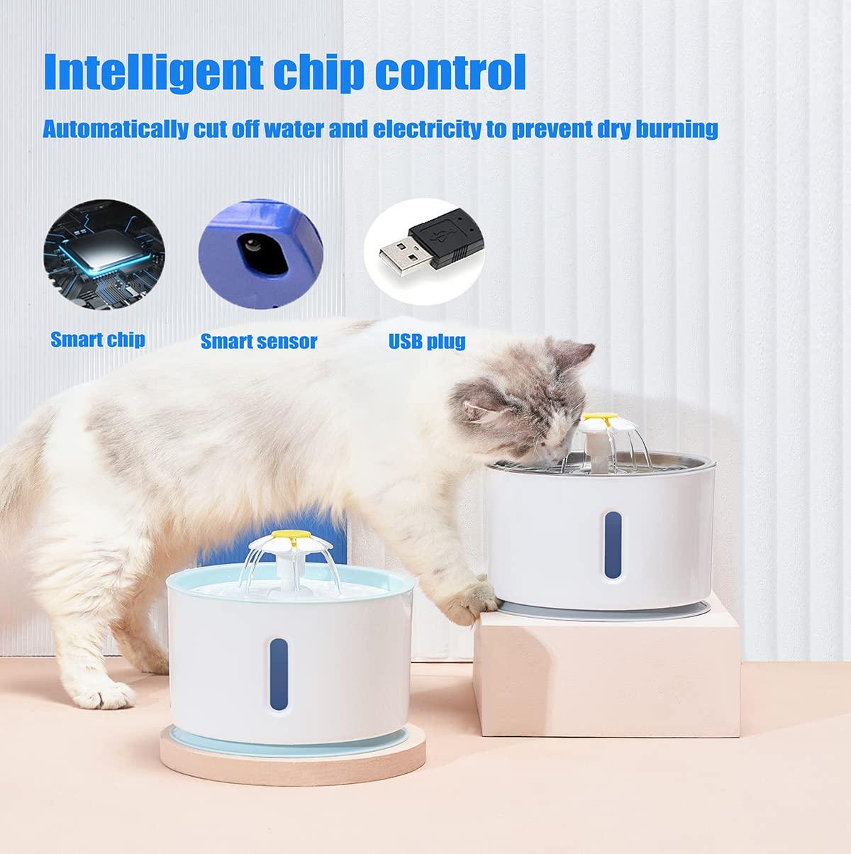 Wloger Cat Water Fountain, 81 унцій/2,4 л Водний фонтан для домашніх тварин із 3 змінними фільтрами Автоматичний поїльний фонтан і, фото 1