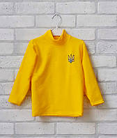 Желтый гольф детский с тризубом украинский патриот, тонкая водолазка детская для мальчика / девочки
