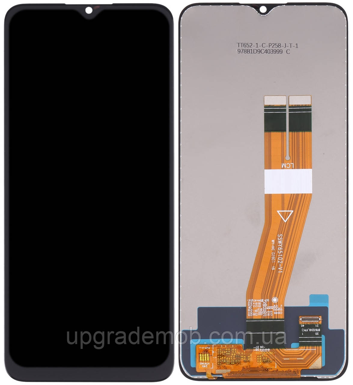 Дисплей модуль тачскрин Samsung A025G Galaxy A02s /A025U /M025 чорний 163 x 72.5 mm жовтий шлейф оригінал