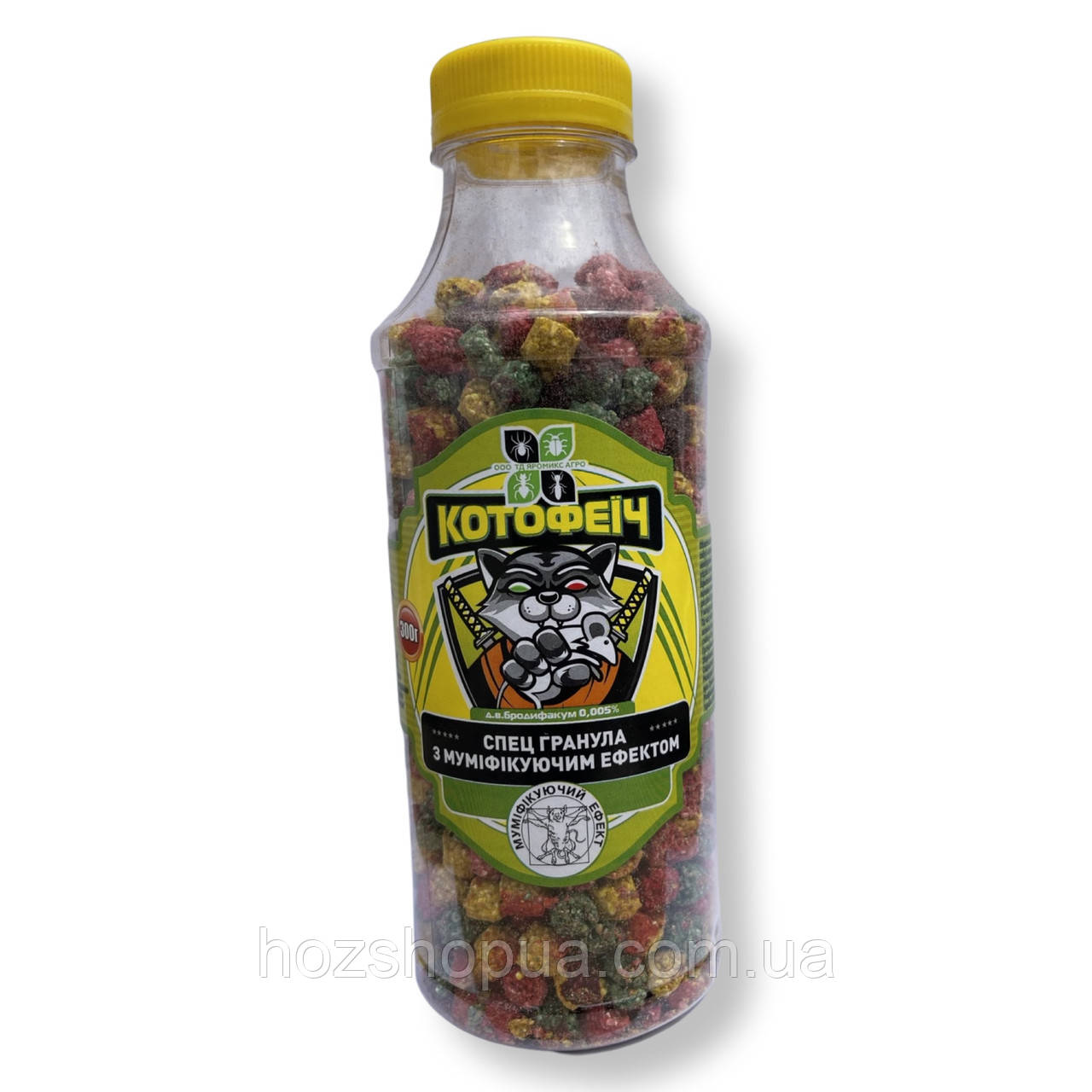 Родентицид від щурів та мишей Котофеїч гранула мікс ЯроміксАгро, 300 г ПЕТ