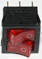 Тумблер двойной с подсветкой 2 положения 6 контактов 21*24 mm 6A