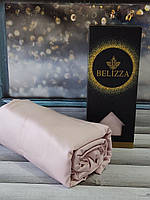 Сатиновая простынь 280 на 280 см c наволочками Belizza Home пудровая