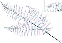 Декоративная ветвь Папоротник на 3 листа морской голубой, 81см