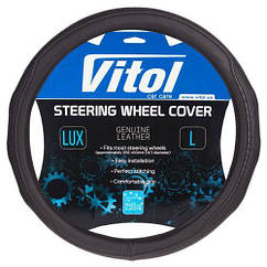 Обплетення чохол на кермо розмір L 39-41см VLOD-19P009 BK L черн/БО авто автомобіля