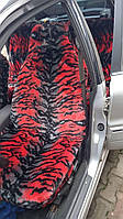 Автомобильные универсальные чехлы салона на сиденья красные меховые комплект