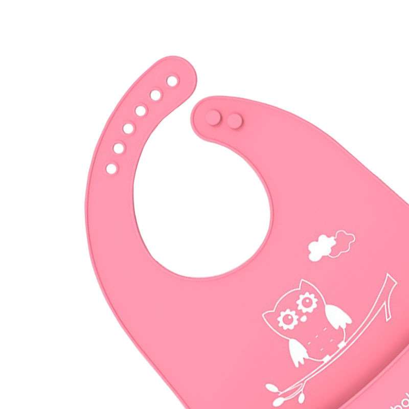 Нагрудник детский Bestbaby BS-8807 Сова Pink слюнявчик силиконовый с карманом для малышей - фото 2 - id-p1926643035