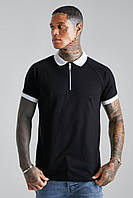 Футболка Boohoo Slim Fit Contrast Piping Zip Polo - S