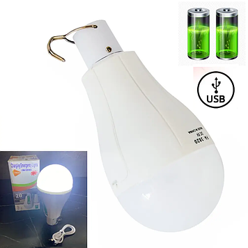 Світлодіодна лампа з акумулятором підвісна Led лампочка акумуляторна світильник для кемпінгу OKGO 20 Watt
