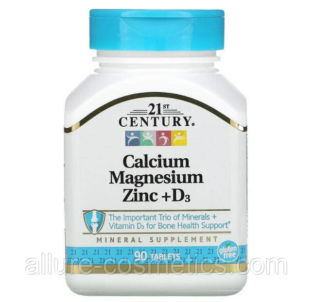 Кальцій, магній, цинк і вітамін D3 21st Century Calcium Magnesium Zinc + D3 90 таблеток