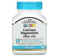Кальцій, магній, цинк і вітамін D3 21st Century Calcium Magnesium Zinc + D3 90 таблеток