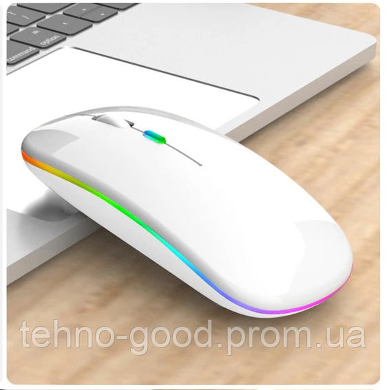 Мишка Bluetooth і 2.4G Мишка акумуляторна. Мишка для планшета, комп'ютера, телевізора, телефона Біла