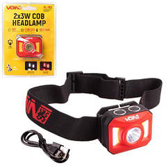 Ліхтар налобний VOIN VL-163, 2 x 3W-COB W/R+3W XPE/АКБ800mAh/рег. нахилу
