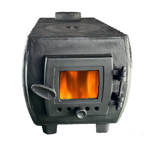 Буржуйка литая чугунная со стеклом и варочной поверхностью. (ID ...