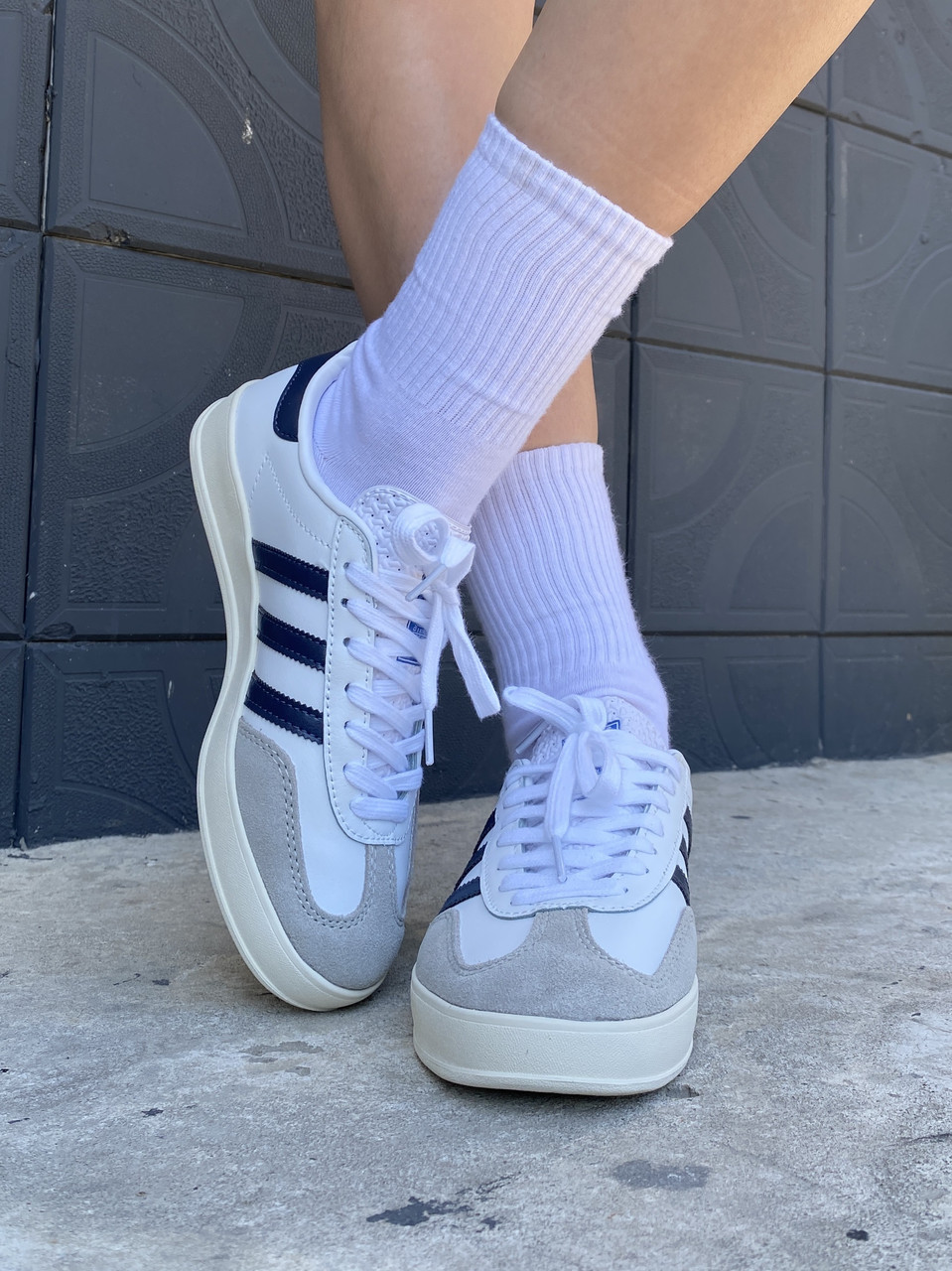 Кросівки чоловічі білі Adidas Gazelle Indoor White Blue (13001)