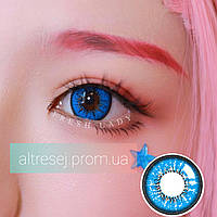 Цветные контактные синие линзы Aiya blue. Кукольные линзы .Большие глаза