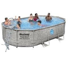 Каркасний басейн Bestway 56946-1, 488 х 305 х 107 см (драбина, тент)