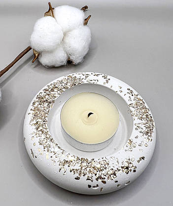 Гіпсовий свічник у формі лотоса під чайну свічку., фото 3