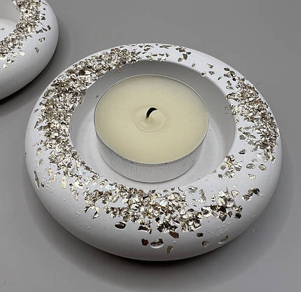 Гіпсовий свічник у формі лотоса під чайну свічку., фото 2