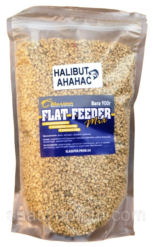 Прикормка рибальське, гранульоване, Klasster Flat Feeder Mix 0,9кг, смак Палтус-Ананас