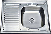Накладна кухонна мийка з неіржавкої сталі Platinum 8060 Декор 0,7 Лева/Права