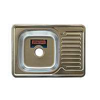 Врізна кухонна мийка з неіржавкої сталі Platinum 7050 Декор 0.8