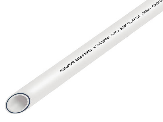 Труба PP-RCT BASALT Ø 32 * 5, 4 mm SDR 6.0/S2.5/PN20 білого кольору 2/20 м ASCO®, фото 1