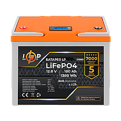 Акумулятор LP LiFePO4 LCD 12V (12,8V) - 100 Ah (1280Wh) (BMS 80A/40А) пластик