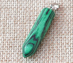 Маятник для біолокації кам'яний шестигранний Малахіт полімерний