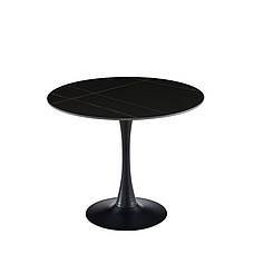Стіл обідній круглий з керамічною стільницею T-325 VETRO лоран блек + чорний, фото 4