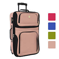 Дорожня валіза Bonro Best середня на колесах із кодовим замком текстильна R_8144 Рожева