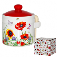 Банка для меду з дерев'янною ложкою "Польовий мак" (h-8см, d-10см, об-м-500мл)