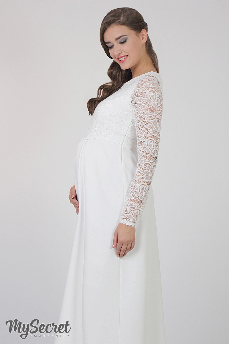 Весільне довге плаття для вагітних і годування Elians DR-36.232, молочне