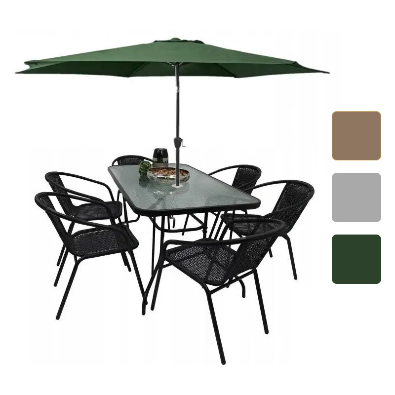 Комплект садовой мебели Kontrast Boston-6 садовый стол + 6 стульев + зонт D_1018 - фото 1 - id-p1926818518