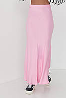 Длинная атласная юбка на резинке - розовый цвет, M (есть размеры)