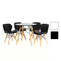 Стол кухонный + 4 кресла стула Sigma Комплект кухонной мебели D_1389 1, Черный