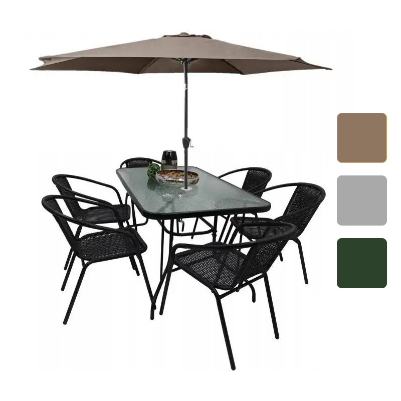 Комплект садовой мебели Kontrast Boston садовый стол + стулья + зонт Бежевый D_1018 - фото 1 - id-p1926827000