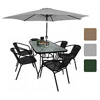 Комплект садовой мебели Kontrast Boston садовый стол + стулья + зонт Бежевый D_1018 Серый