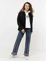 Женска джинсовая куртка цвет темно-серый ЦБ-00228217