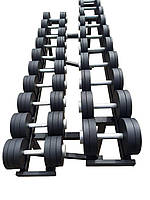 Гантельный ряд от 12 до 30 кг шаг 2 кг без подставки стойки комплект гантелей металл цельные D_3797