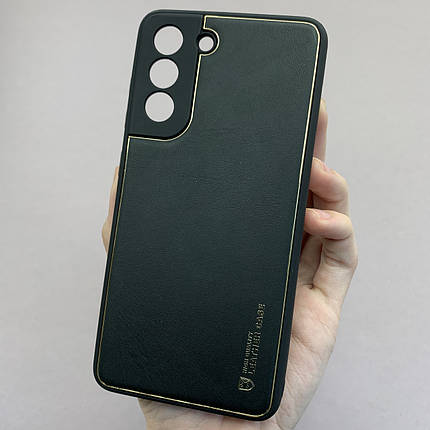 Чохол для Samsung Galaxy S21 FE шкіряний матовий чохол із захистом камери на телефон самсунг с21 фе чорний u9h, фото 1
