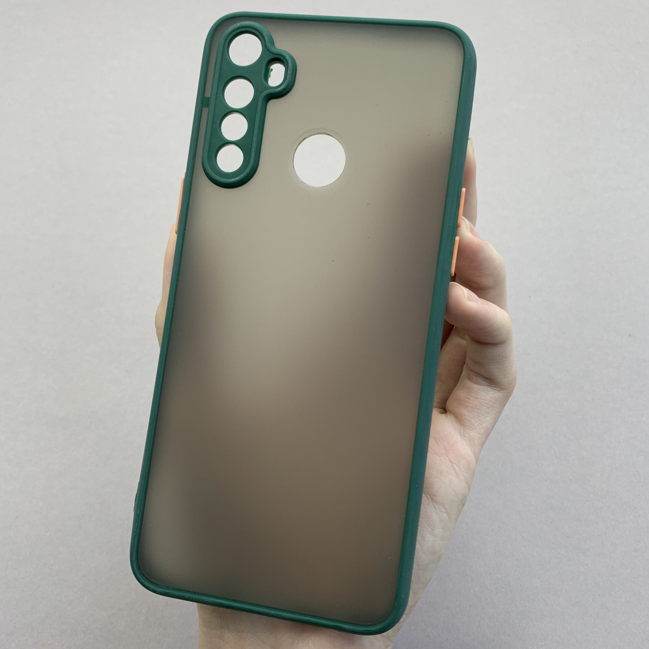 Чохол для Realme 6i напівпрозорий матовий чохол з кольоровими бортами на телефон реалмі 6і темно-зелений tcb