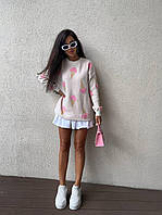 Женский стильный свитер с принтом мороженого в размере 42-48 оверсайз. Реальное фото!