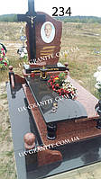 Элитный памятник на могилу с крестом красного гранита Вечный покой 1500*2500