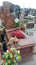 Елітний пам’ятник на могилу з хрестом червоного граніту 1000*2000